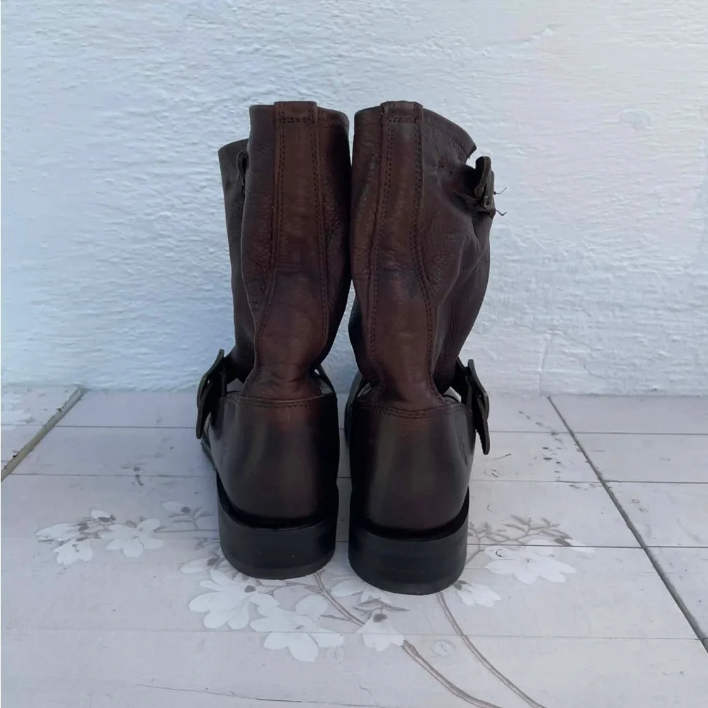 Frye Brown Leather Harness Boots